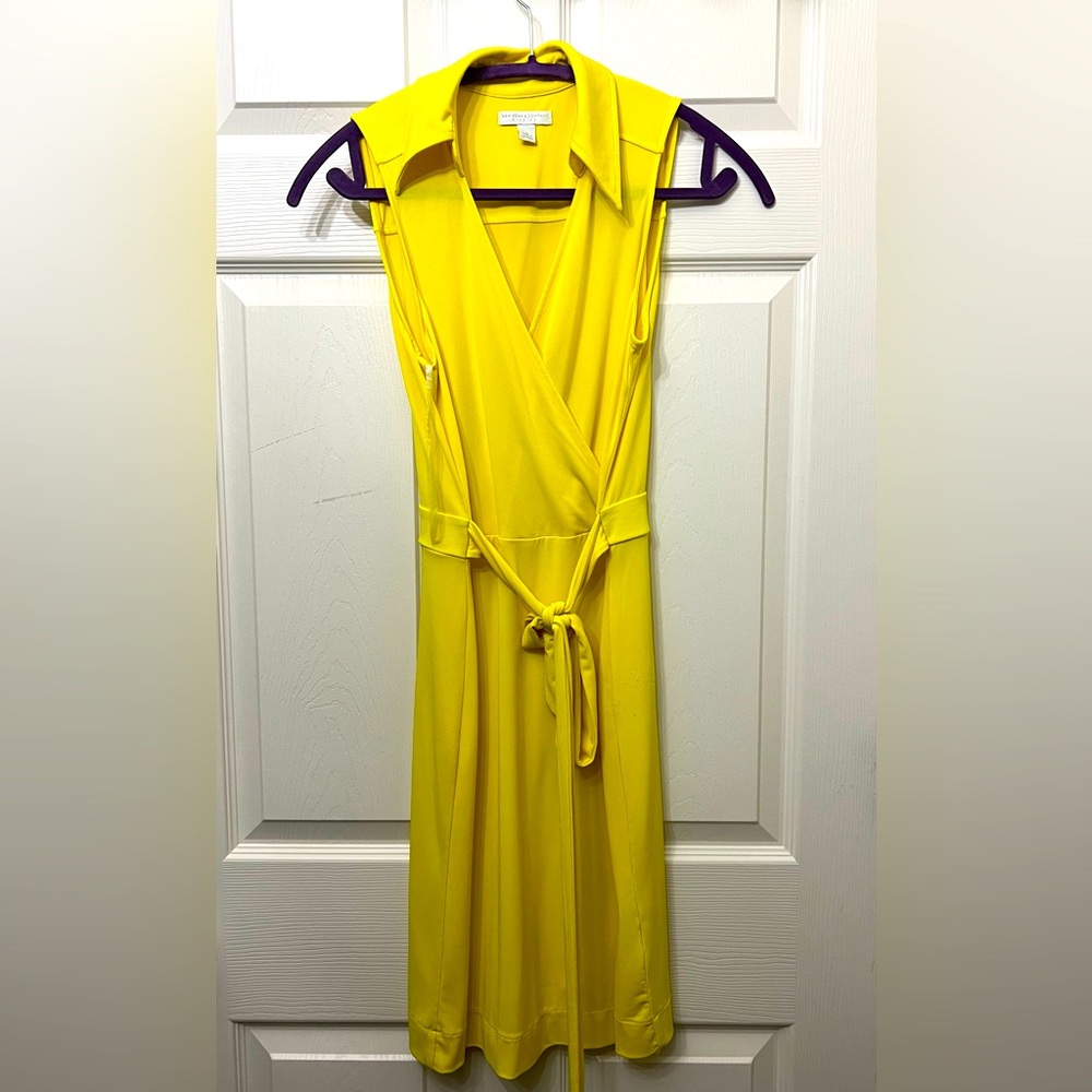 New York and Company belted yellow dress. Size small